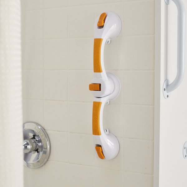 McKesson Rotating Suction-Cup Plastic Grab Bar, White/Yellow