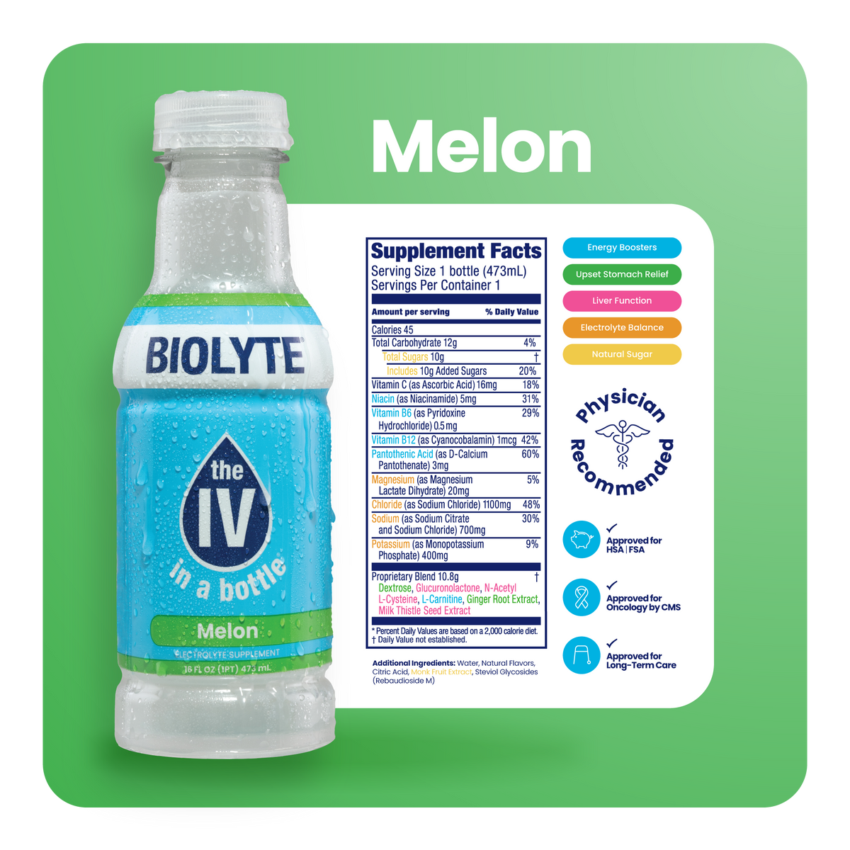 Biolyte Electrolyte Rapid Hydration Drink, 16 oz., 12 Pack