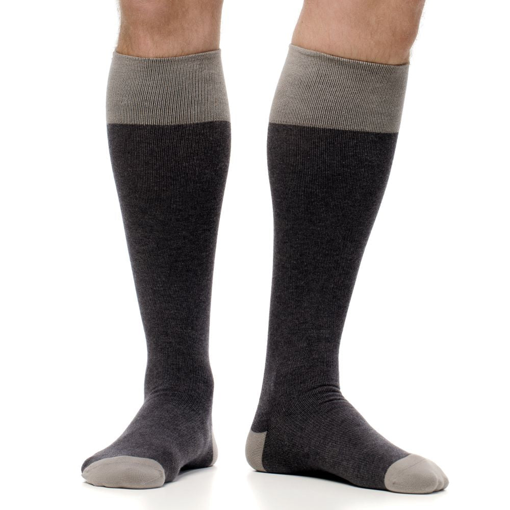 FSA Eligible 30-40 mmHg: Heathered Collection Dark & Light Grey (Cotton Compression Socks)