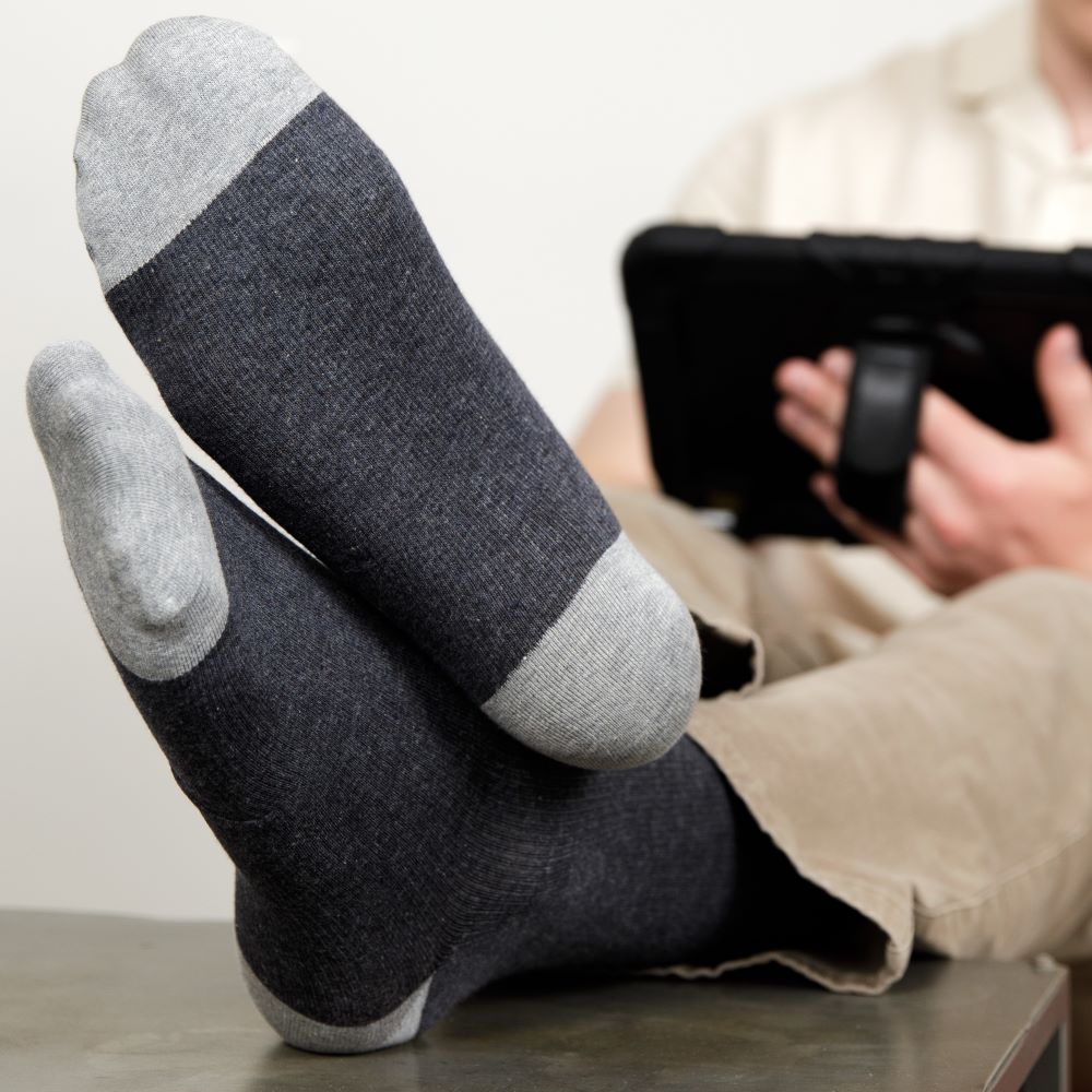 VIM & VIGR Heathered Collection Navy Cotton Compression Socks, 30-40 mmHg