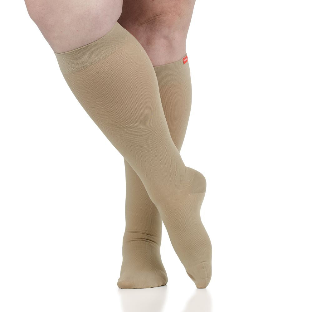 FSA Eligible 30-40 mmHg: Solid Cashew (Moisture-Wick Nylon Compression Socks)