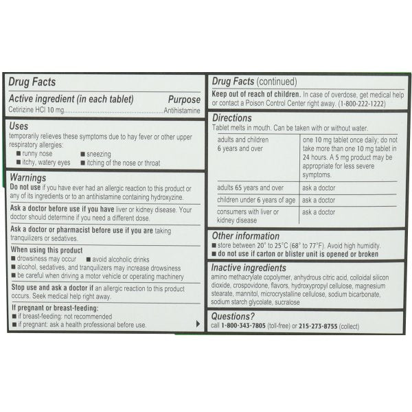 Children's Allergy Relief Zyrtec 10 mg Strength Tablet 12 ct.