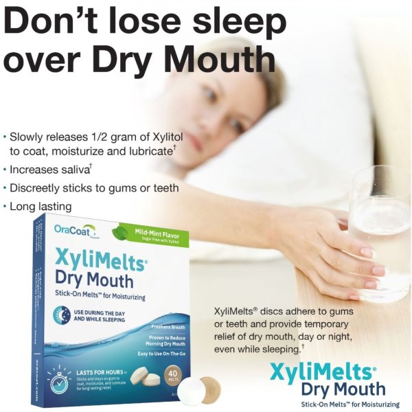 OraCoat XyliMelts Stick-On Melts for Moisturizing, Mild Mint
