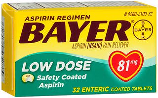 Bayer® Low Dose Aspirin Pain Relief Coated Tablets, 81 mg.
