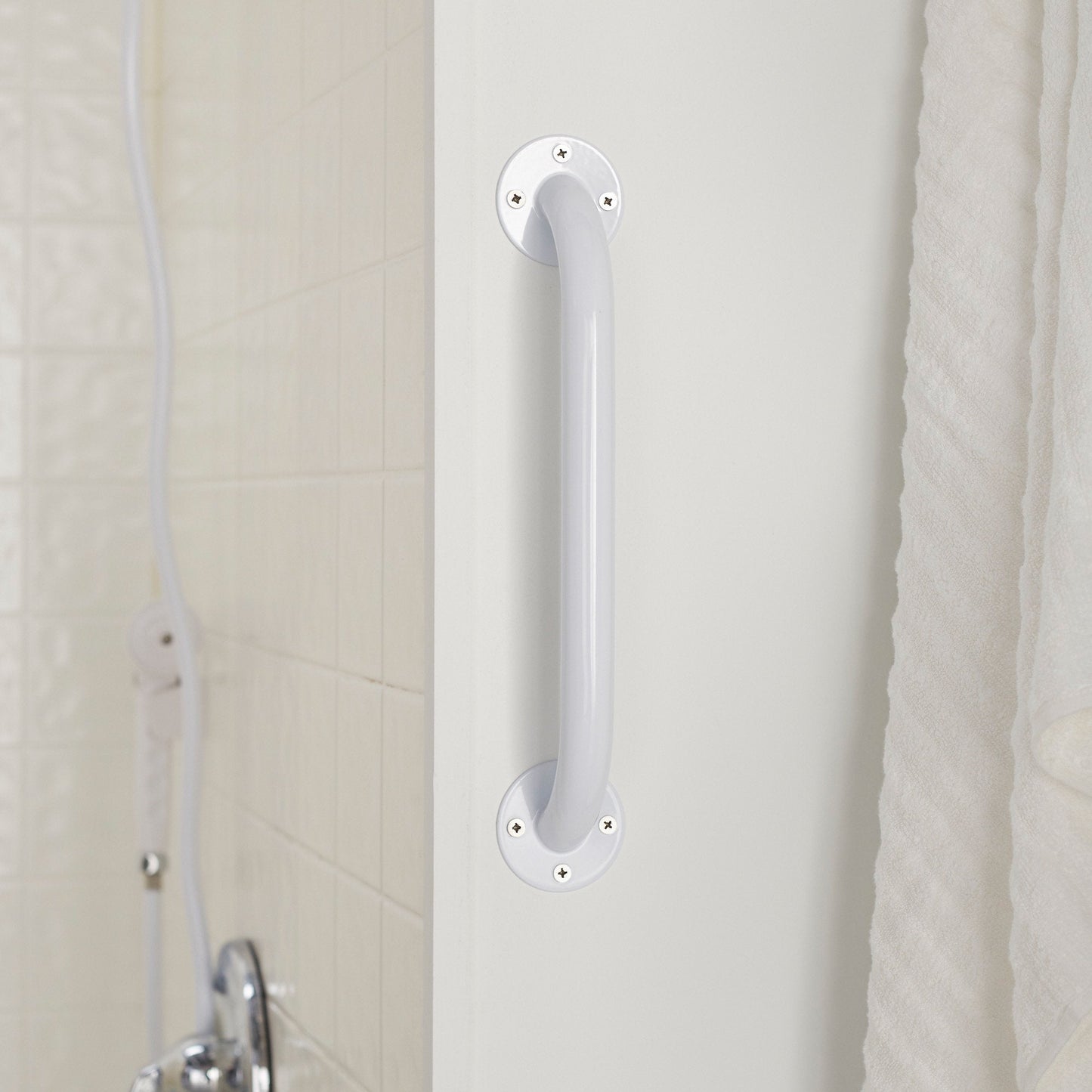 McKesson Wall Grab Bar, White Steel, Fixed Length