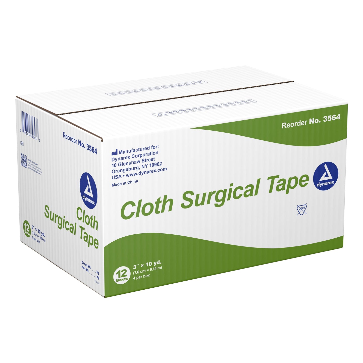 Dynarex® Cloth Medical Tape, 3 Inch x 10 Yard, White, 4 ct