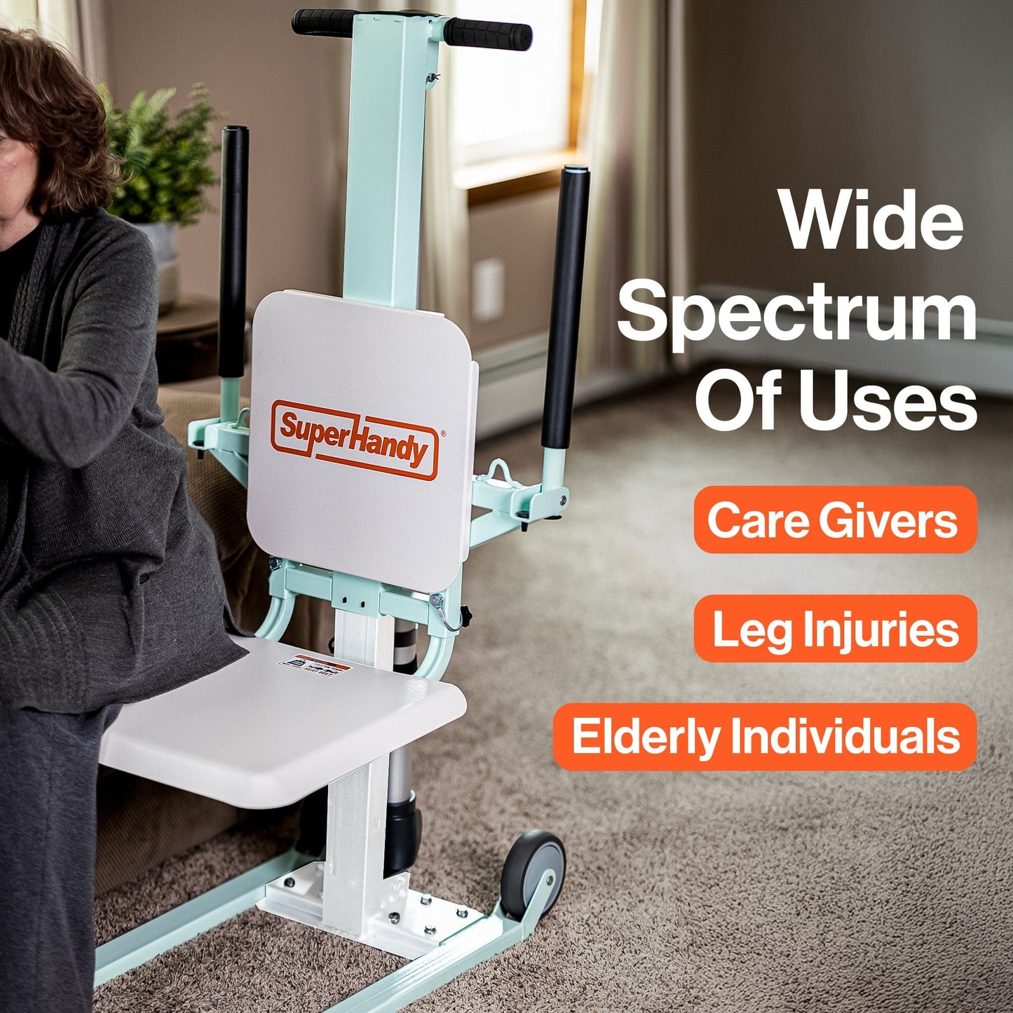 SuperHandy GoRise FC - Electric Floor to Chair Lift Assistance - Seat Transfer, 400Lbs Weight Limit