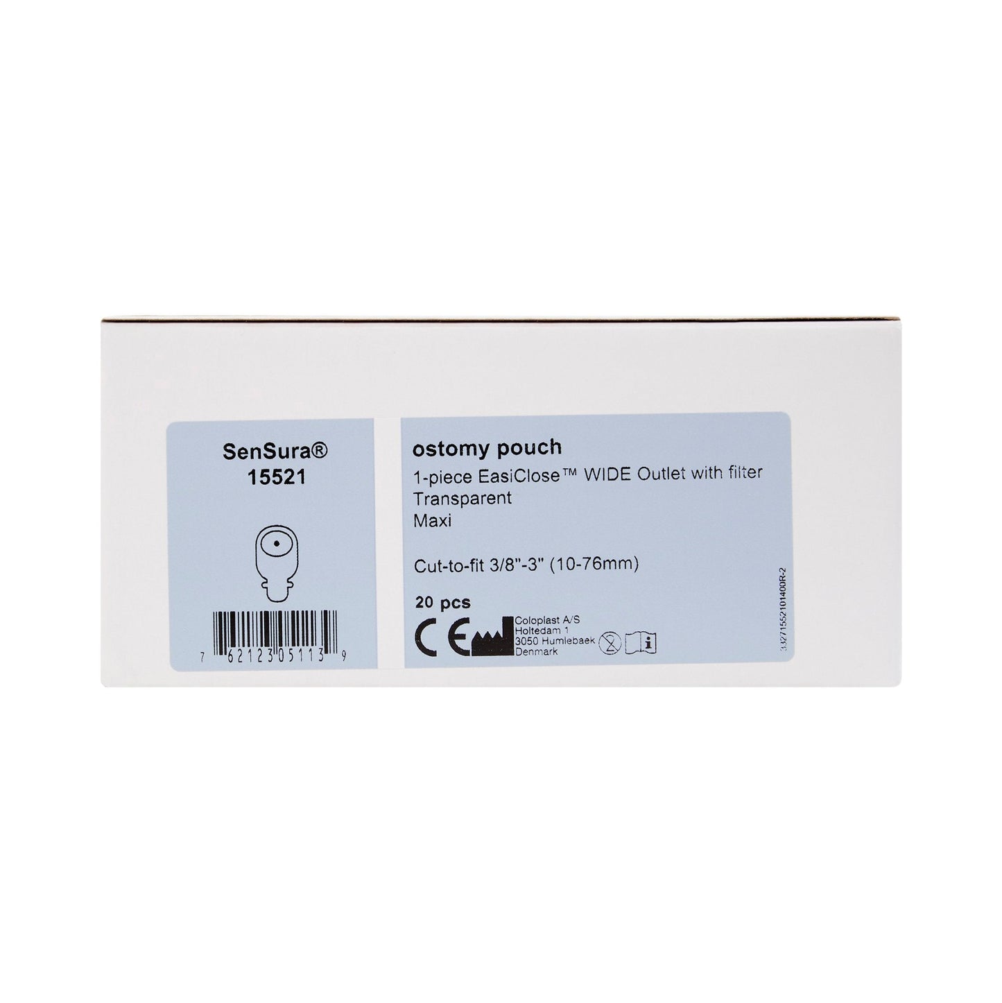 SenSura® EasiClose™ One-Piece Drainable Transparent Filtered Ostomy Pouch, 11.5 " Length, 3/8 to 3 " Stoma