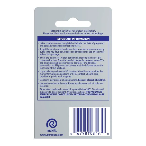 Durex Air Lubricated Latex Condoms, 3 ct.