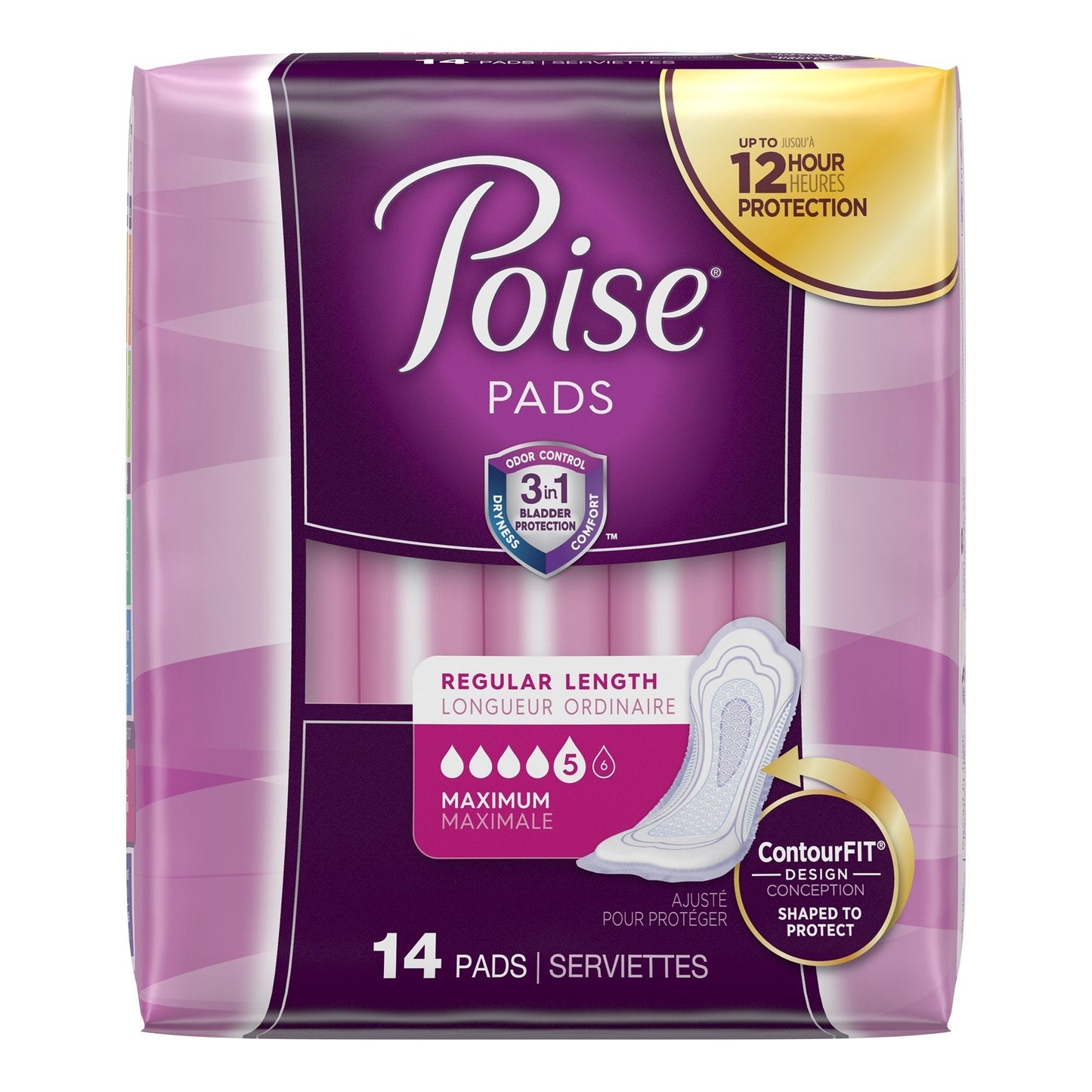 Poise Bladder Control Pads for Women, Heavy Absorbency, Regular Length