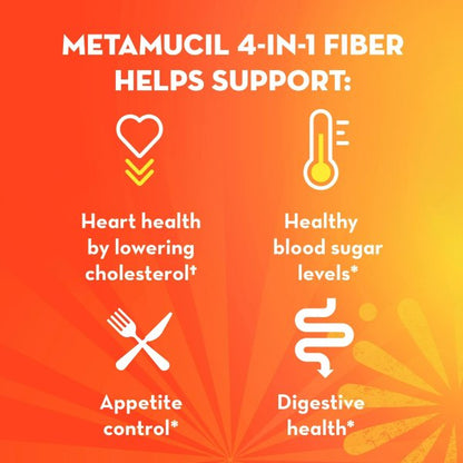 Metamucil 4-in-1 Fiber Supplement Powder, Orange, Sugar Free, 23.3 oz