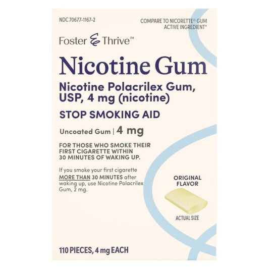 Foster & Thrive Nicotine Gum, Uncoated, Stop Smoking Aid