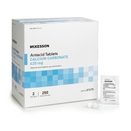 McKesson Calcium Carbonate Antacid 250 Packets, 2 Tablets per Packet