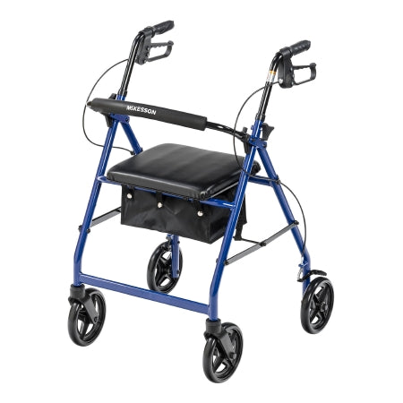 McKesson Blue Four-Wheel Rollator, 33-38" In. Height