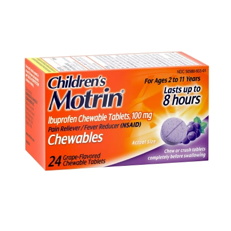 Motrin Children's Ibuprofen Chewable Tablets, Grape, 24 ct.