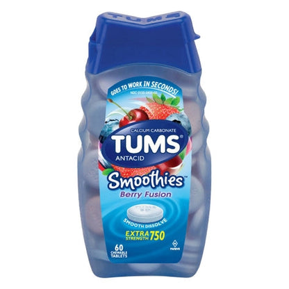 Tums Extra Strength 750 Antacid Smoothies, Assorted Berries, 32 ct.