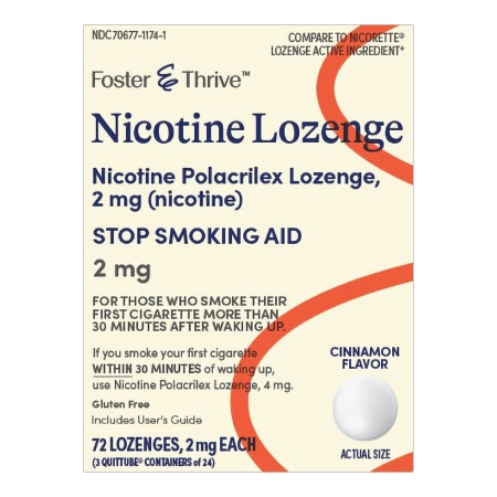 Foster & Thrive Nicotine Polacrilex Lozenges, Cinnamon, 72 ct.