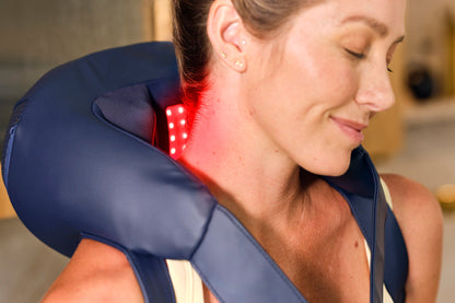 ThermNeck and Upper Back Percussive Massager with LED Light and Heat Therapy