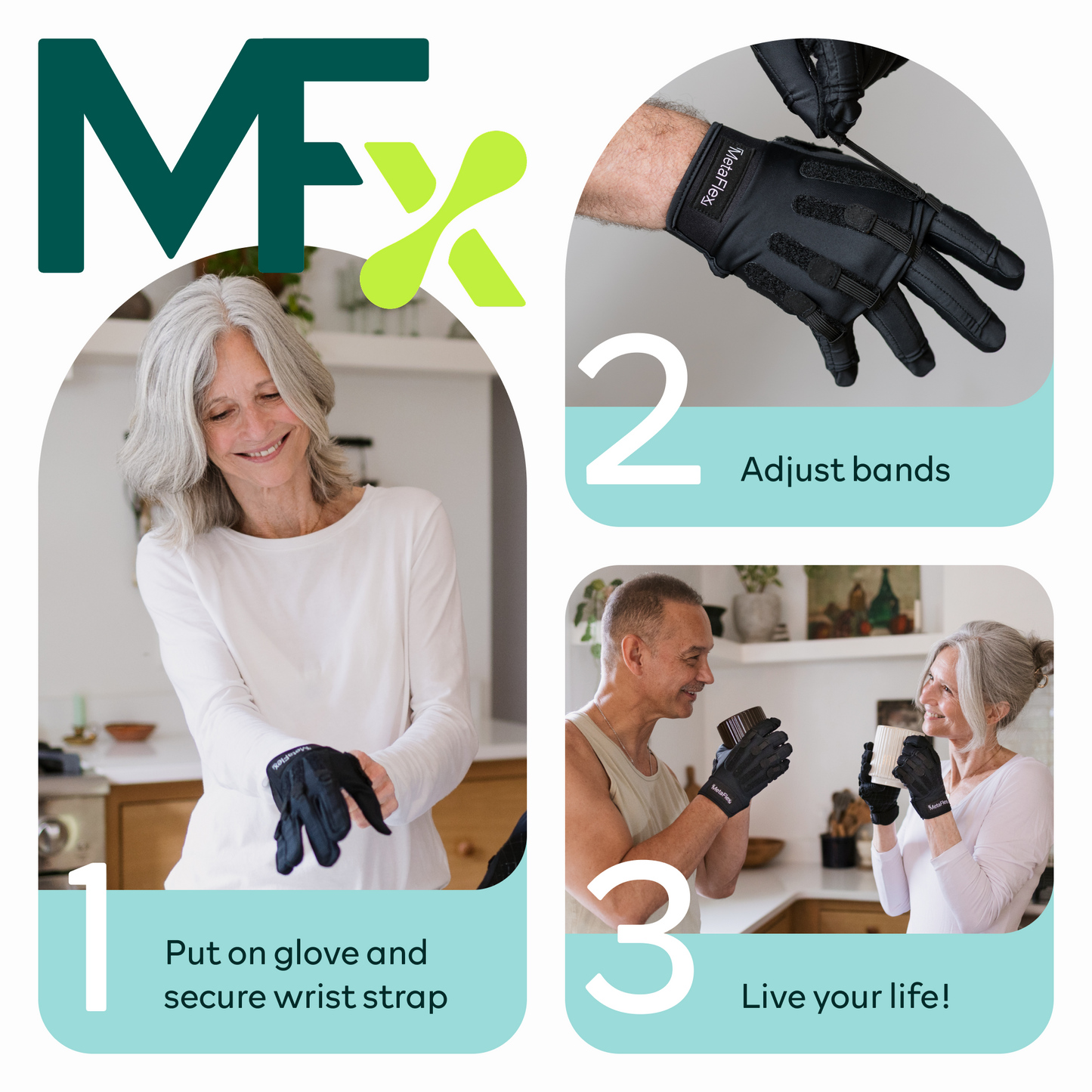 MetaFlex® Original Compression Gloves with Adjustable Bands, Pair