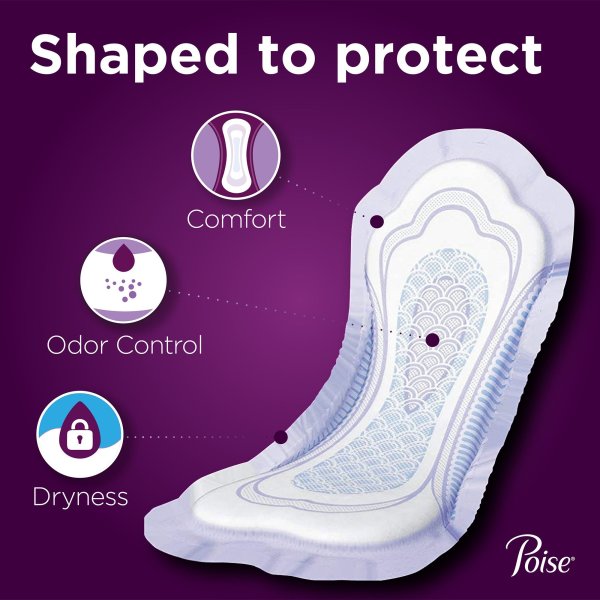 Poise Bladder Control Pads for Women, Heavy Absorbency, Regular Length