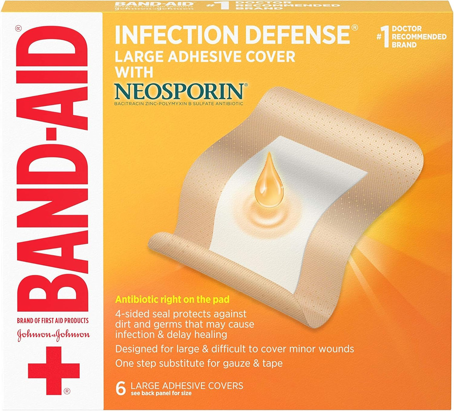 Band-Aid Infection Defense Large Band-aid, 6 ct.