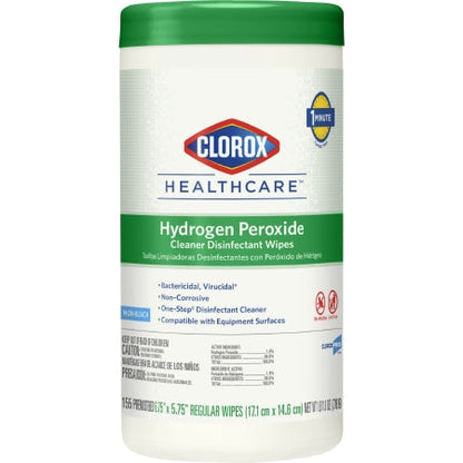 Clorox Healthcare? Surface Disinfectant Cleaner Premoistened Peroxide Based Manual Pull Wipe 155 Count Canister Unscented NonSterile (CT)