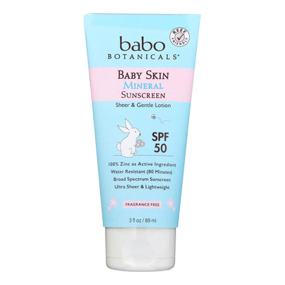 Babo Botanicals Baby Skin Mineral Sunscreen SPF 50, 3 oz.