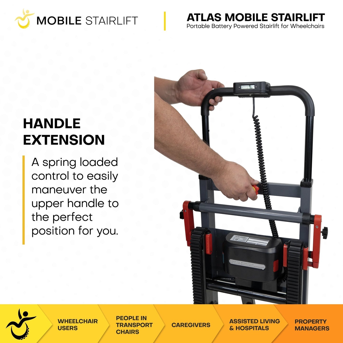 Atlas Portable Wheelchair Stairlift – Battery Powered Stairlift for Standard & Reclining Wheelchairs