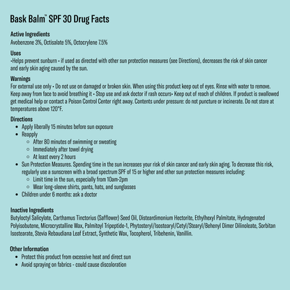 Bask Balm SPF 30 Vanilla Lip Balm, 2 Pack
