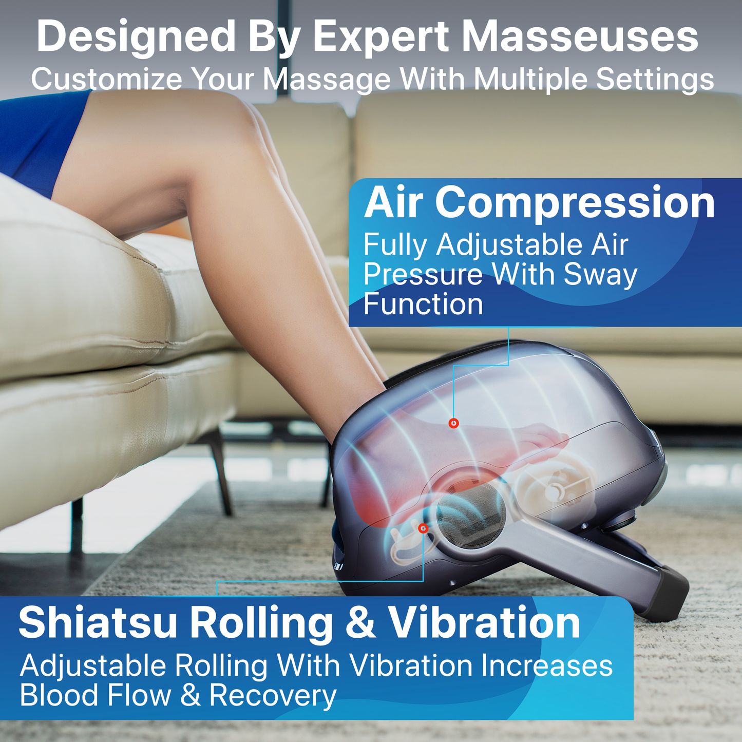 MIKO MAS II Foot, Leg & Calf Compression Massager for Pain Relief