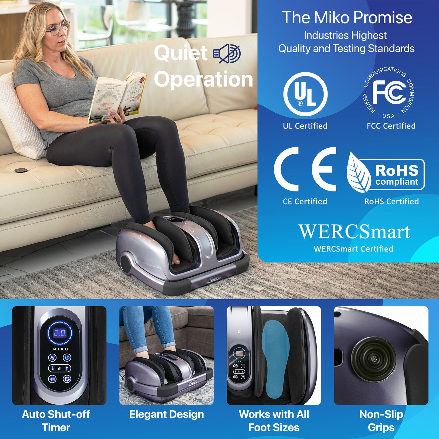 MIKO MAS II Foot, Leg & Calf Compression Massager for Pain Relief