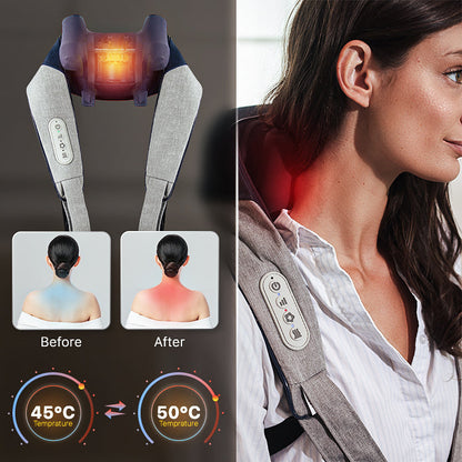 Miko Shiatsu Heated Neck and Back Massager, Hands Free, App Controlled