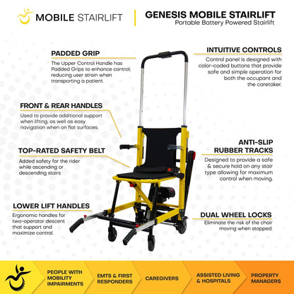 Genesis Battery Powered Mobile Stairlift – Portable Stairlift Alternative with 400 lb Capacity