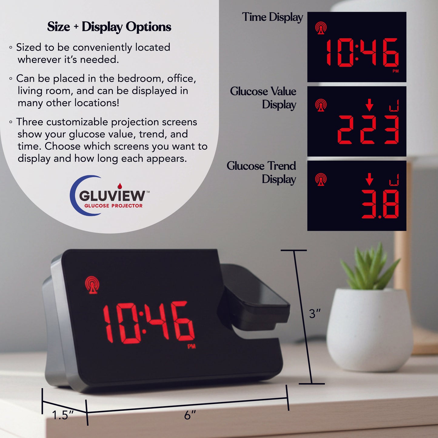 Gluview Glucose Clock Projector