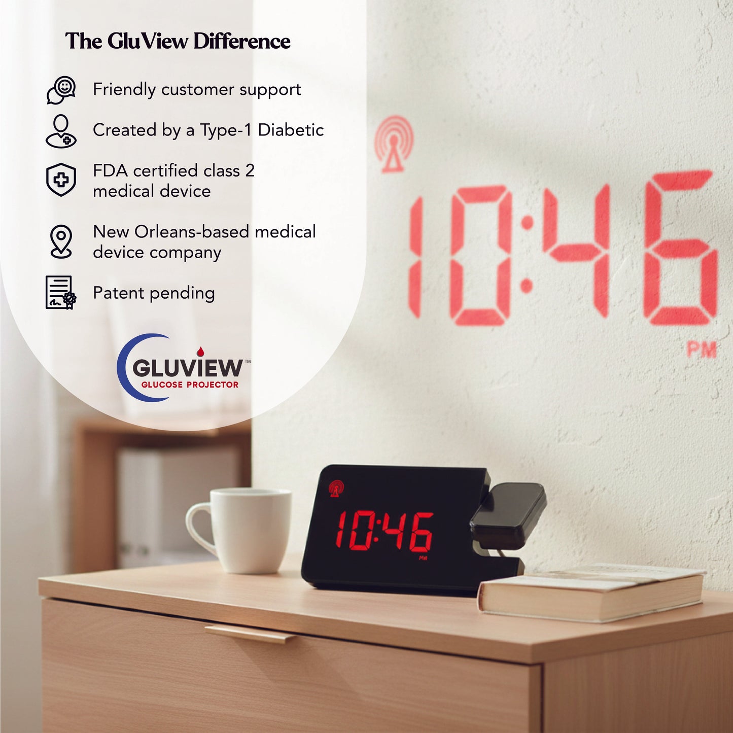 Gluview Glucose Clock Projector