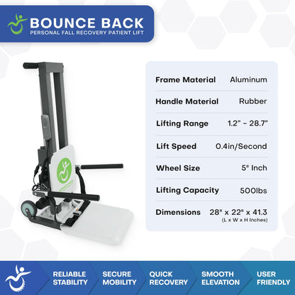 BounceBack Seated Fall Recovery Lift 500 lb Capacity with Dual Power Operation