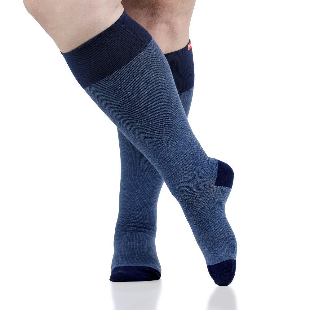 FSA Eligible 30-40 mmHg: Heathered Collection Navy (Cotton Compression Socks)