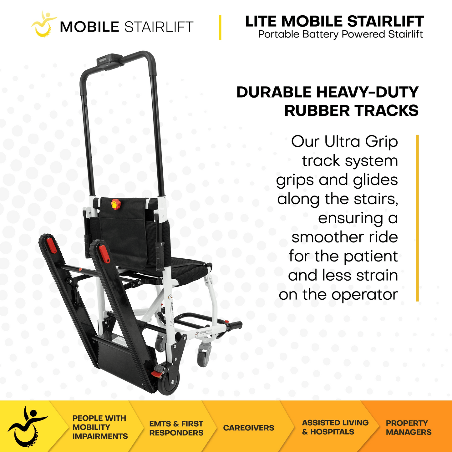 LITE Battery Powered Mobile Stairlift – Ultra Lightweight Portable Stairlift for Home Travel & Daily Transfers