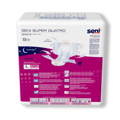 Seni Super Quatro Adult Incontinence Diapers with Tabs, Severe Absorbency