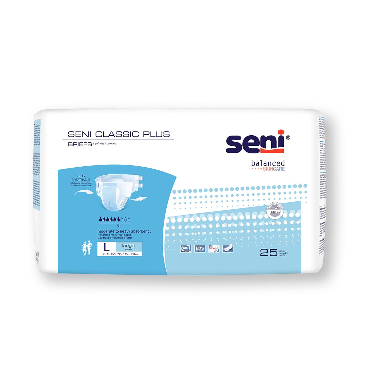 Seni Classic Plus Adult Diapers Brief with Tabs, Moderate to Heavy Absorbency