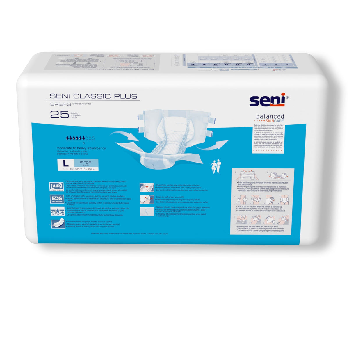Seni Classic Plus Adult Diapers Brief with Tabs, Moderate to Heavy Absorbency