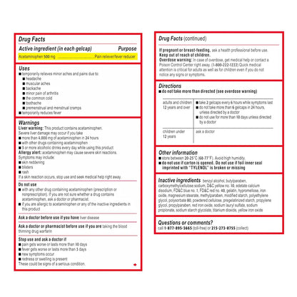 Tylenol Rapid Release Gels for Fast Pain, Headache & Fever Relief