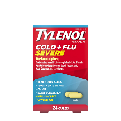 Tylenol® Cold + Flu Severe Caplets for Adults, 24 ct.