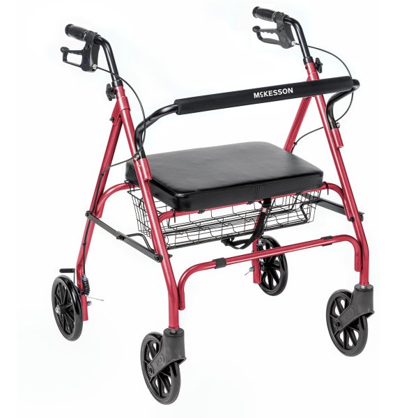 McKesson Bariatric Folding Steel Four-Wheel Rollator, 500 lb. Capacity