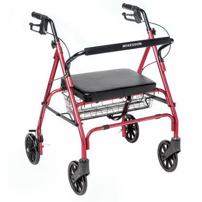 McKesson Bariatric Folding Steel Four-Wheel Rollator, 500 lb. Capacity