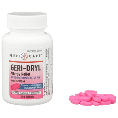 Geri-Dryl Diphenhydramine Allergy Relief Tablets, 100 ct.