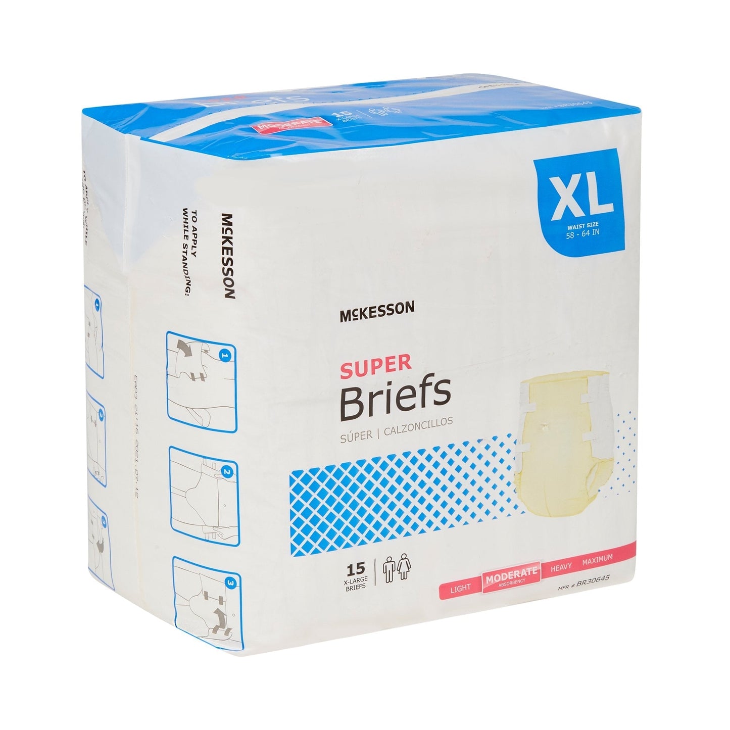 McKesson Super Moderate Absorbency Incontinence Brief, Extra Large, 60 ct