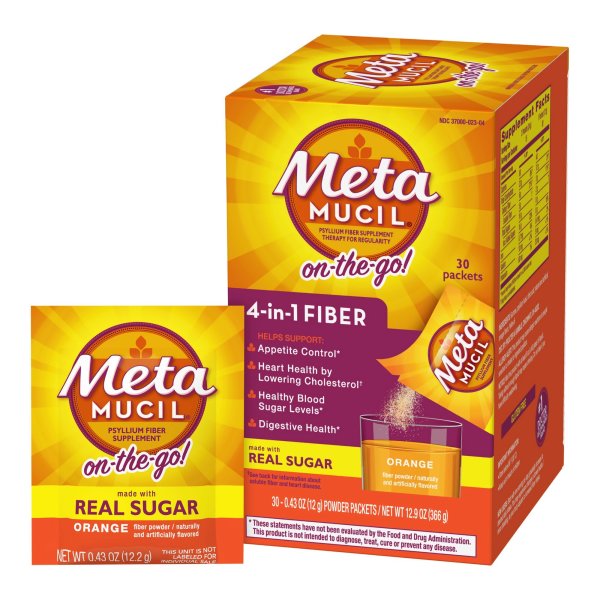 Metamucil® 4-in-1 Fiber Supplement On-the-Go! Orange, 30 ct.