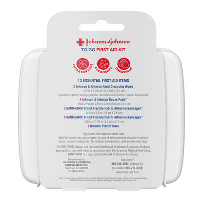 Johnson and Johnson To-Go First Aid Kit, 12 pcs