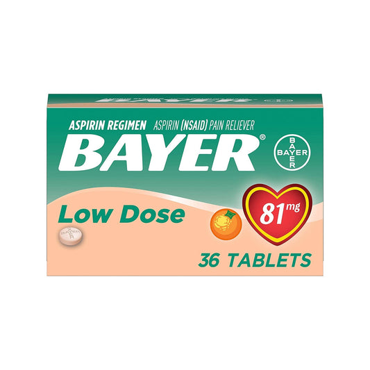 Bayer Chewable Low Dose Aspirin Orange, 36 Chewable Tablets